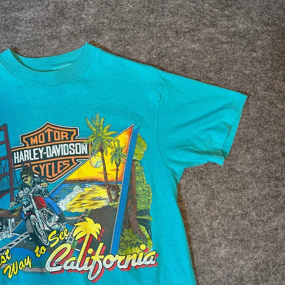 Vintage 80s Harley Davidson Shirt 1988 CALIFORNIA Biker Tee Men's Medium - Picture 10 of 16